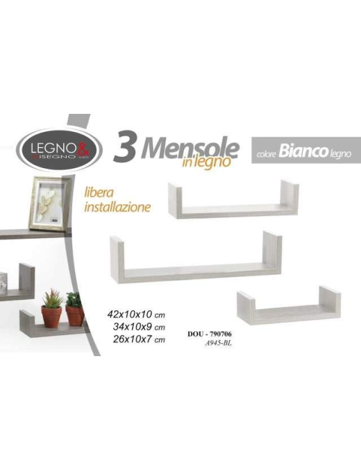 WHITE WOOD EFFECT SHELF SET 3 pieces