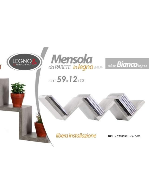 MENSOLA BIANCO EFFETTO LEGNO SCALA 59x11,8cm