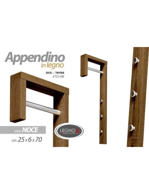 WALNUT WOOD CLOTHES HANGER 25x6x70cm