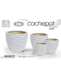 CERAMIC CACHEPOT 4 pieces. WHITE