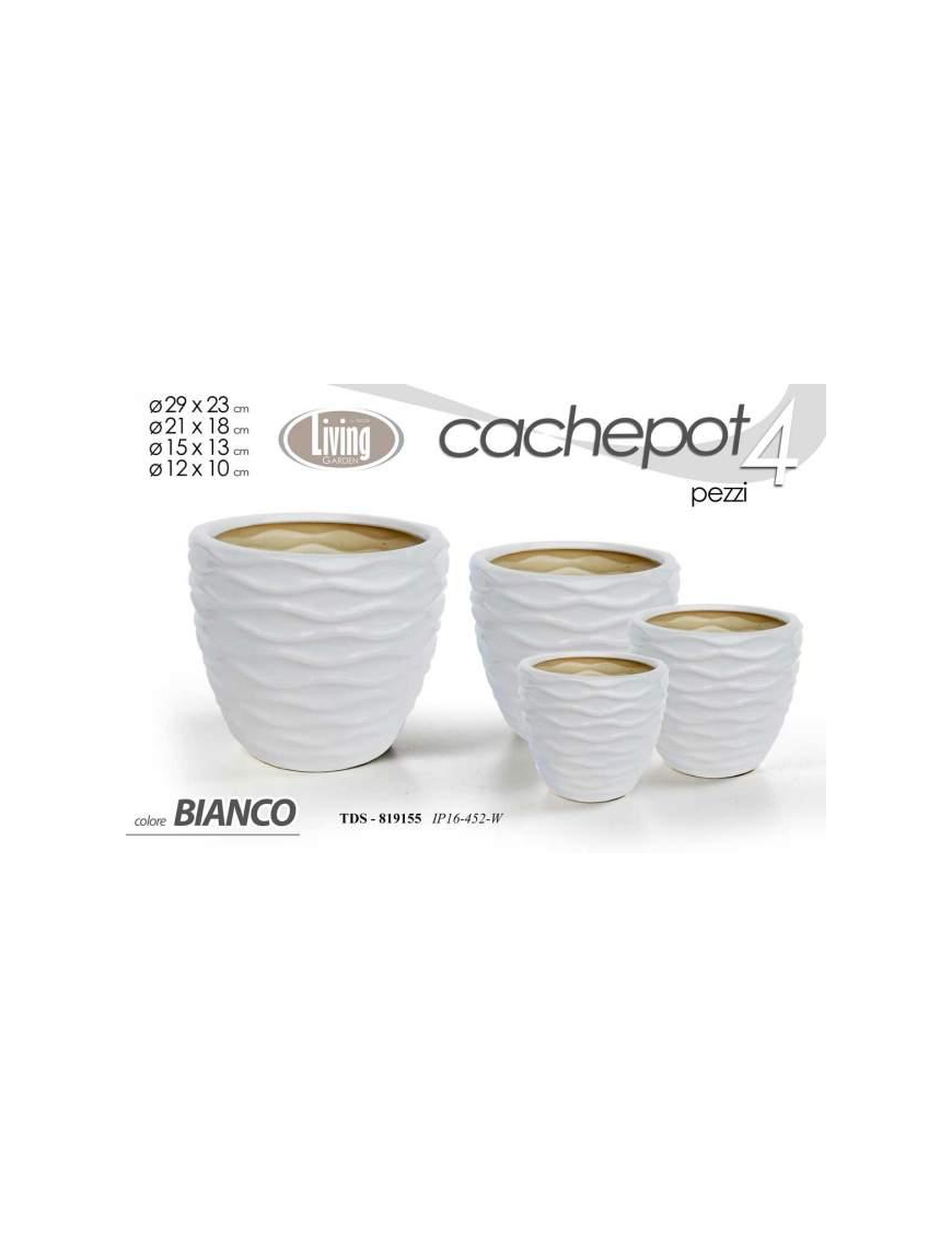 CERAMIC CACHEPOT 4 pieces. WHITE
