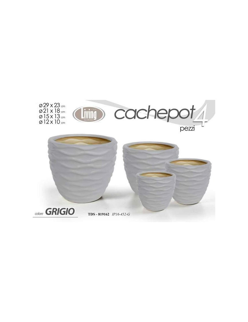 CACHEPOT CERAMICA 4 pezzi. GRIGIO