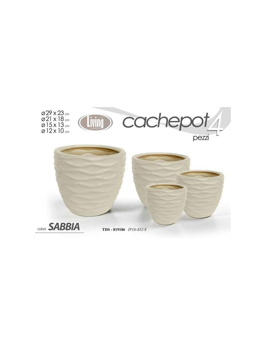 CERAMIC CACHEPOT 4 pieces. SAND