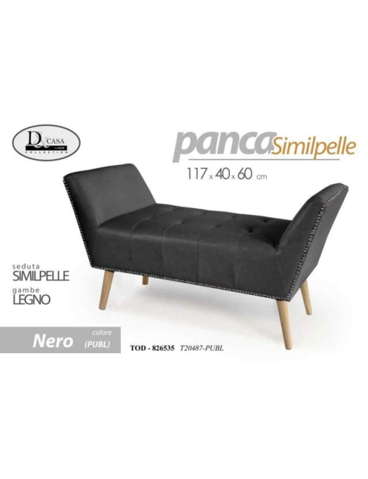 L.SIMILPELLE NERO PANCA 117x40x60 8265$$