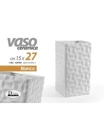 WHITE SQUARE VASE 15x15x27 cm