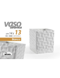 WHITE SQUARE VASE 14x14x13 cm
