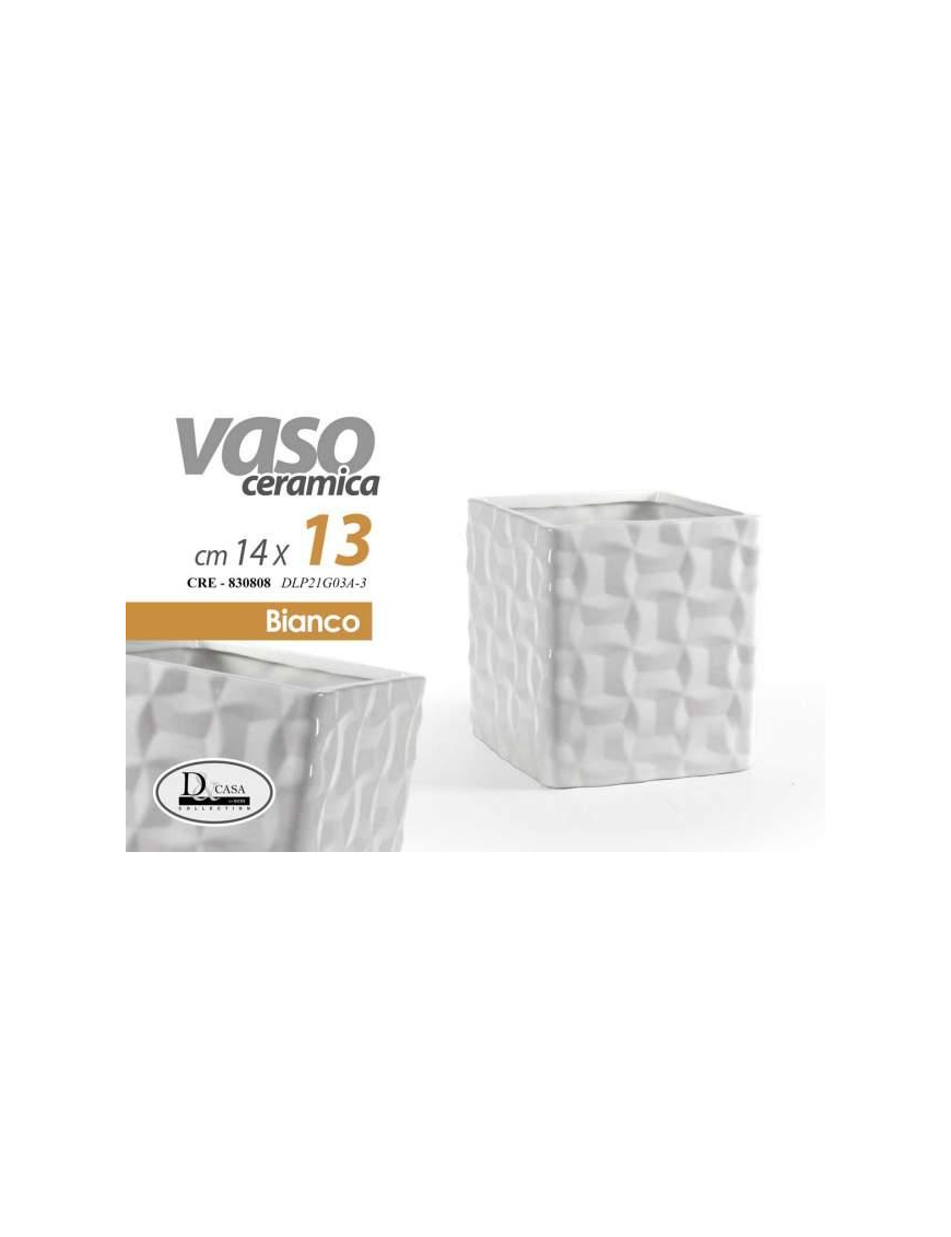 WHITE SQUARE VASE 14x14x13 cm