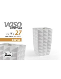 WHITE SQUARE VASE 15x15x27 cm