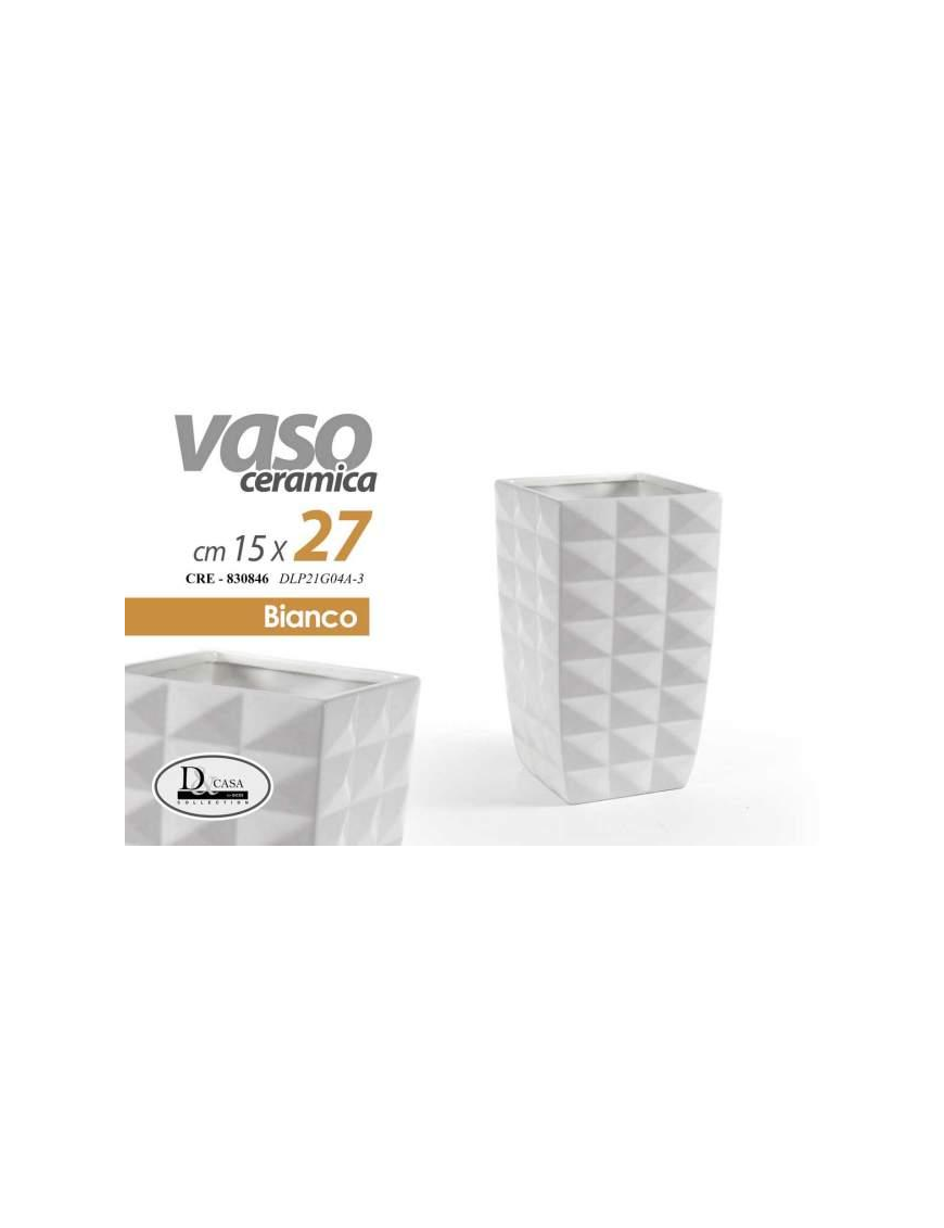 WHITE SQUARE VASE 15x15x27 cm