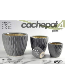 CERAMIC CACHEPOT 4 pieces GRAY