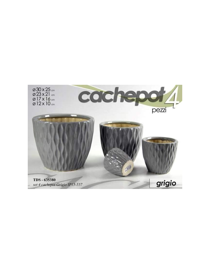 CACHEPOT CERAMICA 4 pezzi GRIGIO