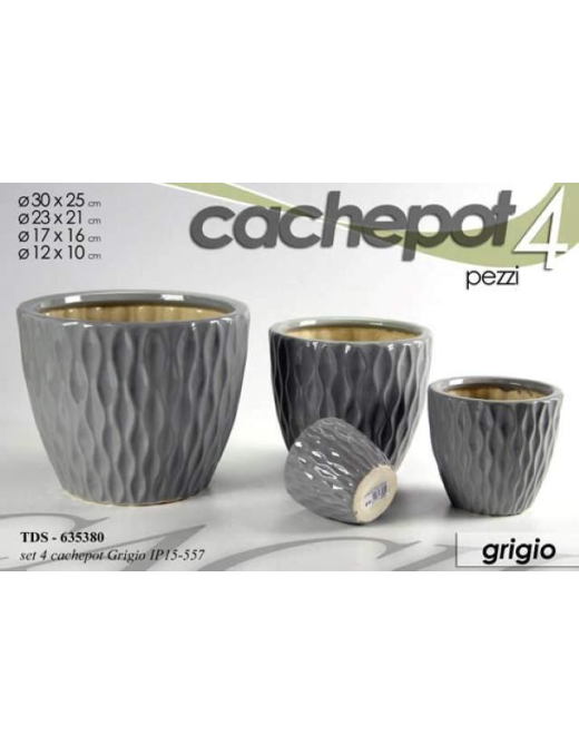 CACHEPOT CERAMICA 4 pezzi GRIGIO