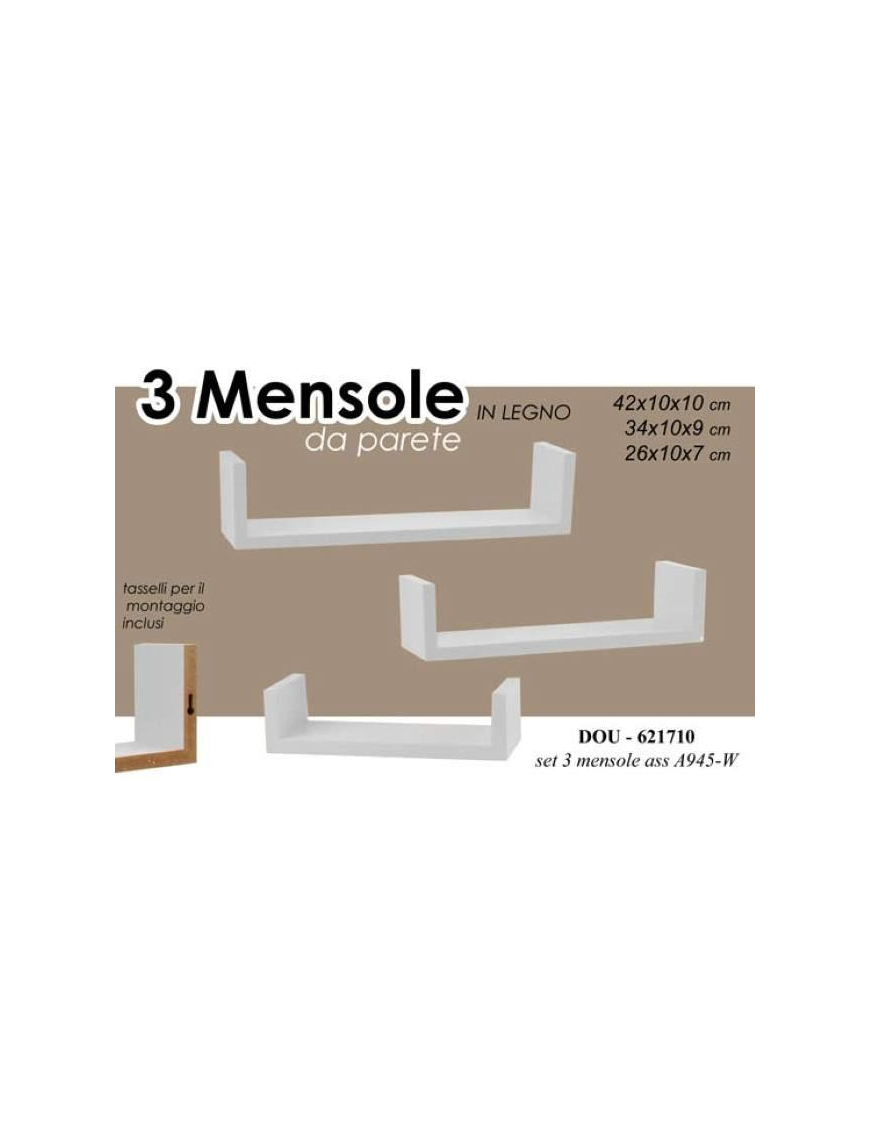MENSOLA BIANCA SET 3 pezzi