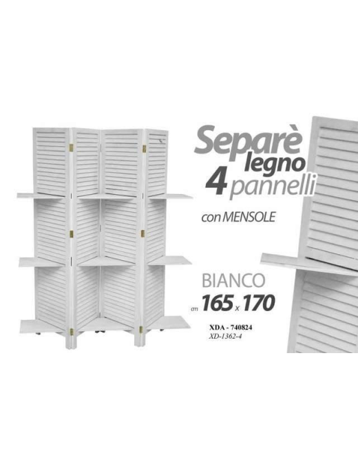 SEPARE' 4 PANNELLI CON MENSOLE 42x170cm