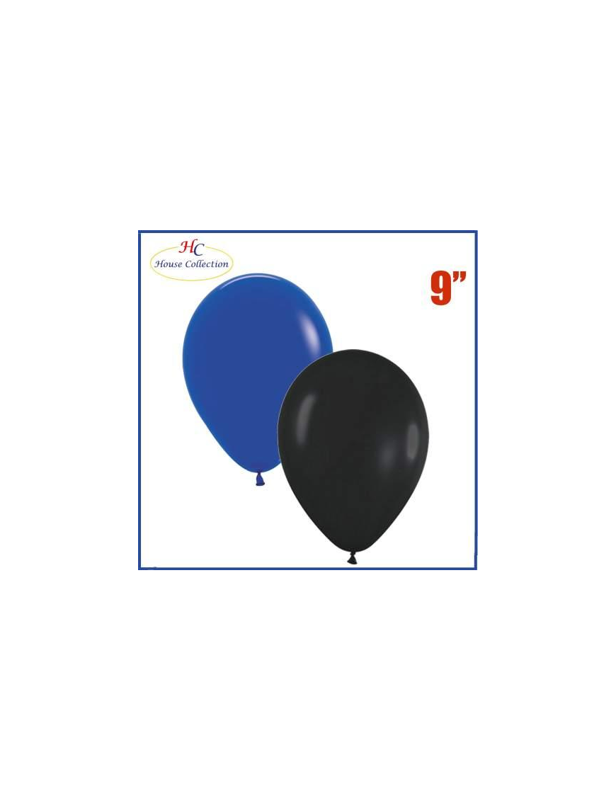 MEDIUM BLACK/LIGHT BLUE BALLOONS 18 PIECES