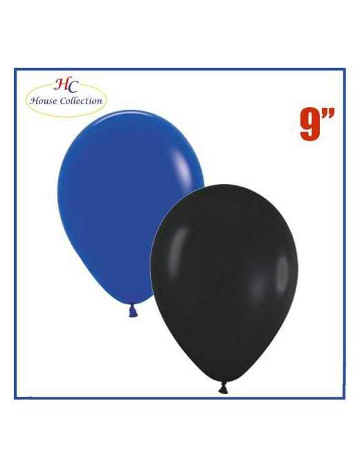MEDIUM BLACK/LIGHT BLUE BALLOONS 18 PIECES
