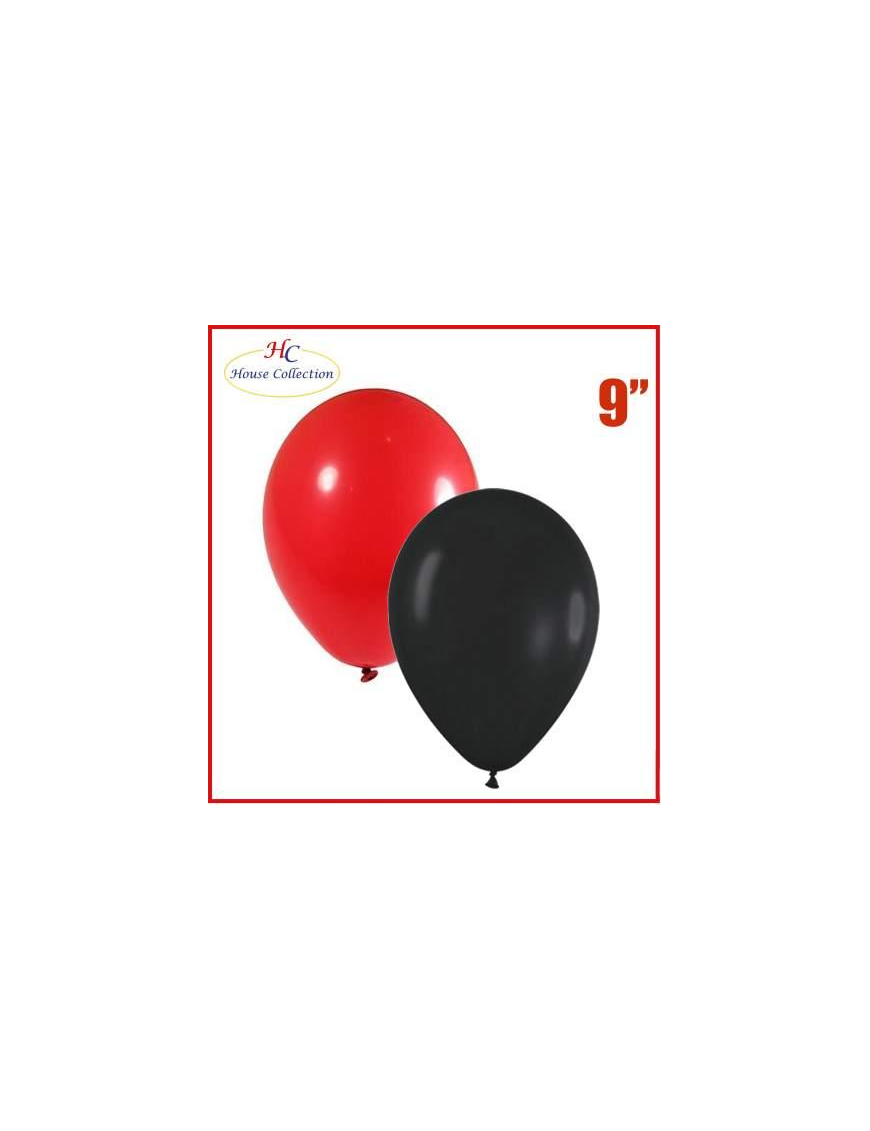 MEDIUM RED/BLACK BALLOONS 18 PIECES