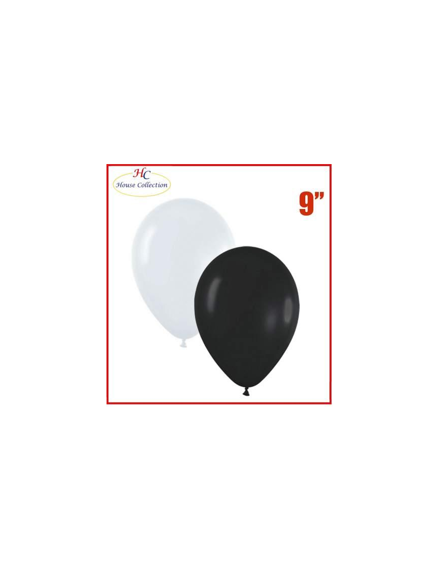 MEDIUM WHITE/BLACK BALLOONS 18 PIECES