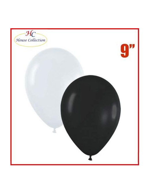 MEDIUM WHITE/BLACK BALLOONS 18 PIECES