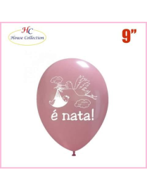 PALLONCINI MEDIUM E' NATA ROSA 12 PEZZI