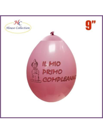 MEDIUM 1ST BIRTHDAY PINK BALLOONS 12 PIECES