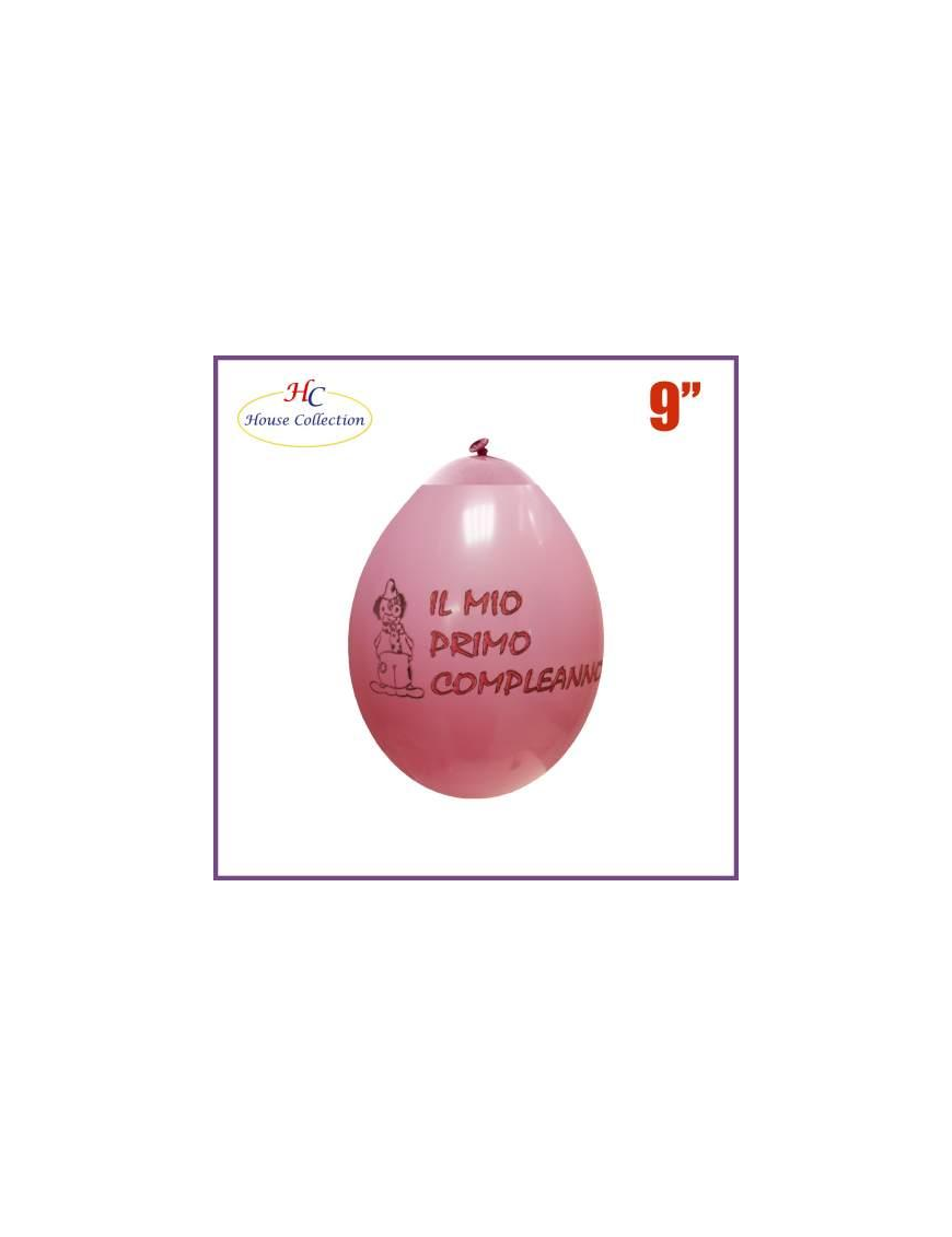 PALLONCINI MEDIUM 1oCOMPLEANNO ROSA 12 PEZZI