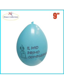 PALLONCINI MEDIUM 1oCOMPLEANNO CELESTE 12 PEZZI