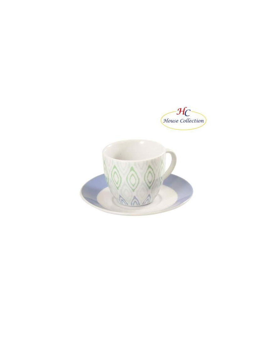 SERVIZIO RABAT AZZURRO CAFFE' 6 PEZZI CON PIATTINI