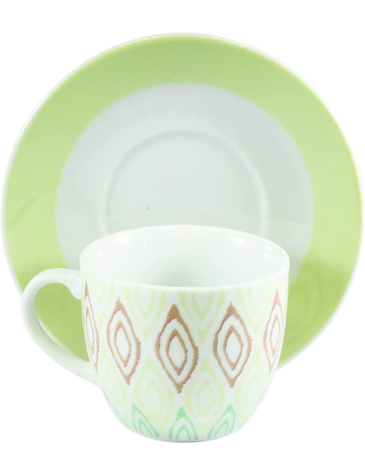 SERVIZIO RABAT VERDE CAFFE' 6 PEZZI CON PIATTINI