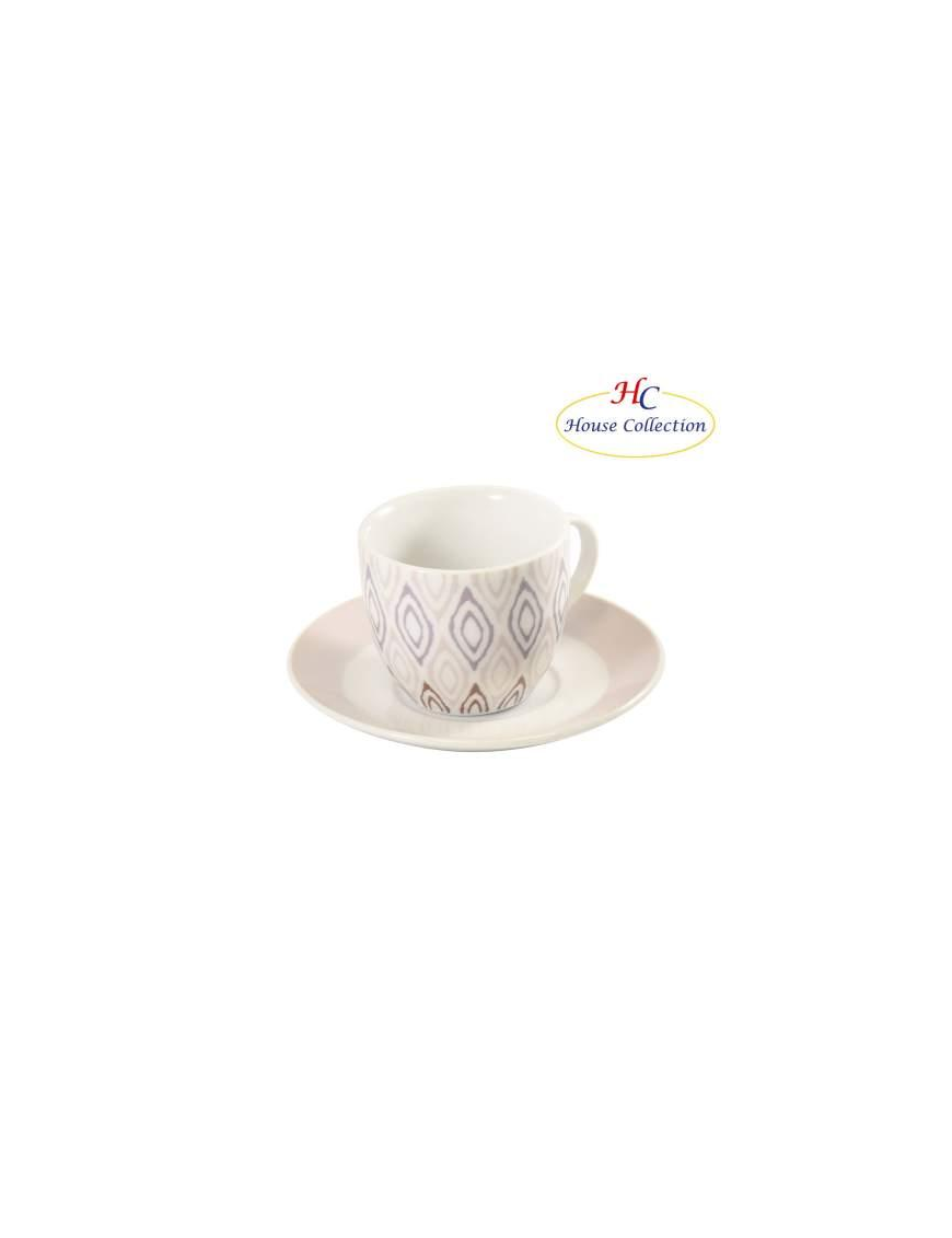 SERVIZIO RABAT ROSA CAFFE' 6 PEZZI CON PIATTINI