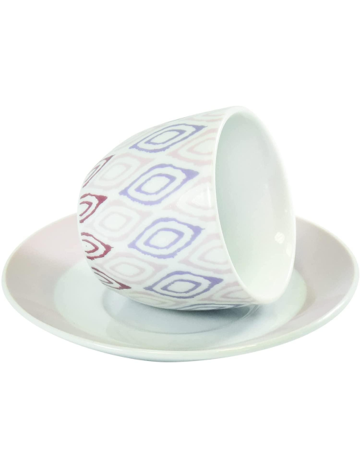 SERVIZIO RABAT ROSA CAFFE' 6 PEZZI CON PIATTINI