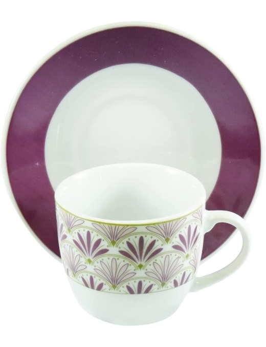 6-PIECE COFFEE SERVICE WITH LUXOR BURGUNDY SAUCERS