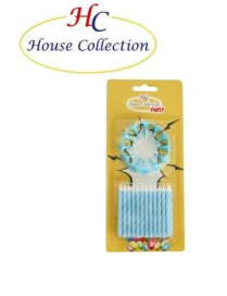 CANDLES WITH SUPPORT 24 PIECES BLUE