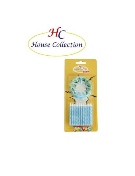 CANDELINE CON SUPPORTO 24 PEZZI CELESTE