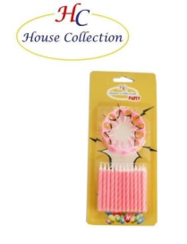 CANDELINE CON SUPPORTO 24 PEZZI ROSA