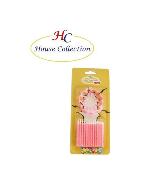 CANDLES WITH SUPPORT 24 PINK PIECES