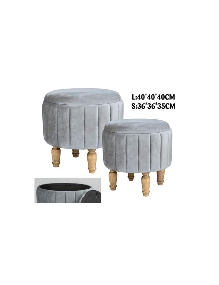 GRAY MADRID POUF 2 PIECES