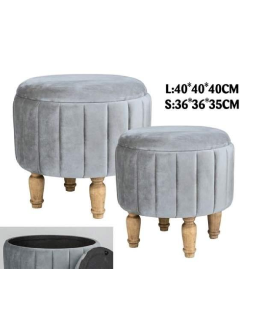 GRAY MADRID POUF 2 PIECES