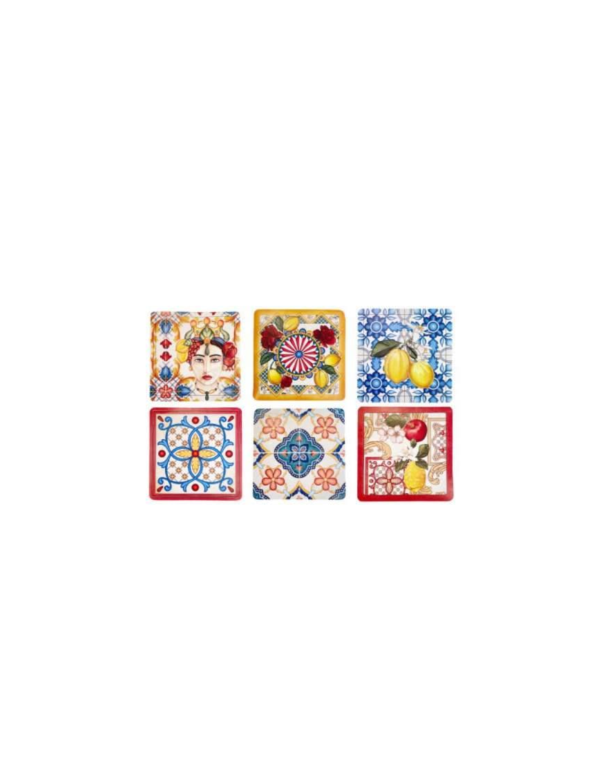 SOTTOBICCHIERI 3 PEZZI DECORAZIONI ASSORTITE