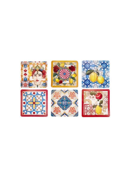 SOTTOBICCHIERI 3 PEZZI DECORAZIONI ASSORTITE