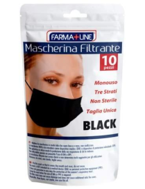 MASCHERINA MONOUSO 10pz ADULTI NERA