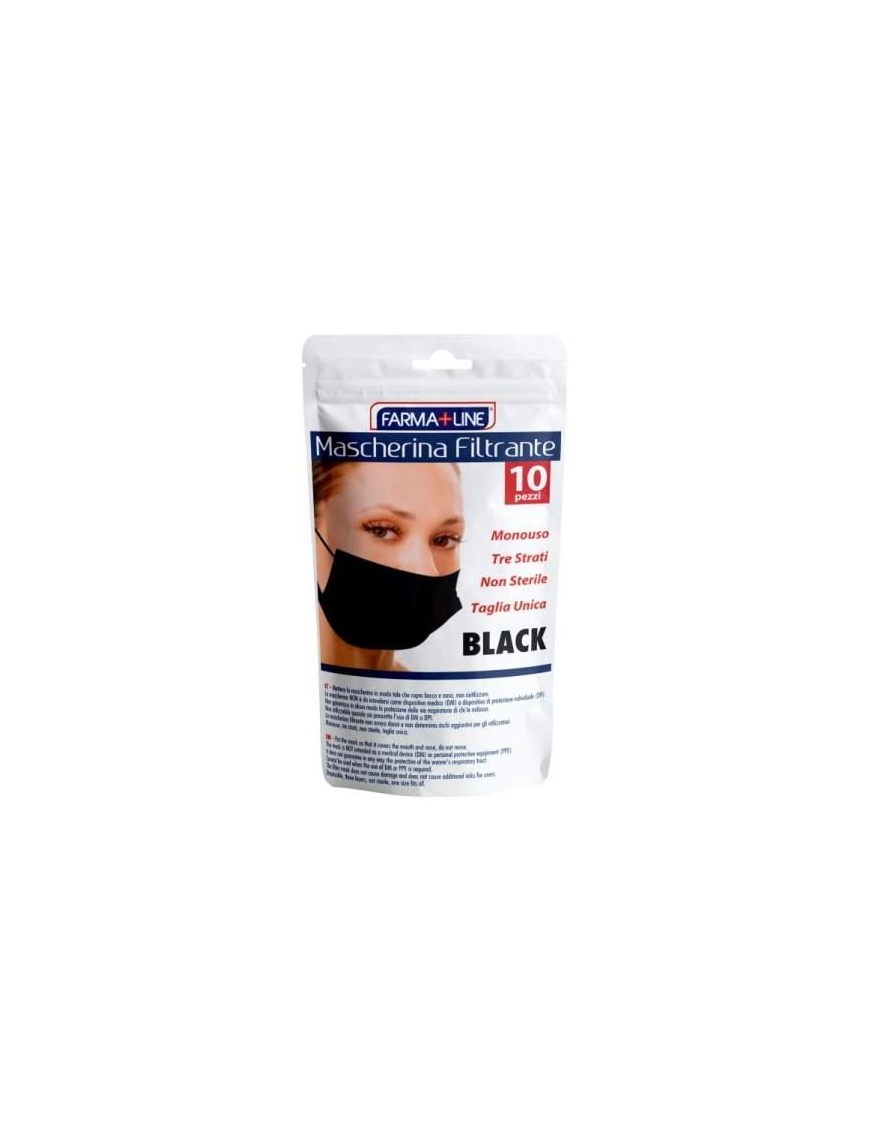 MASCHERINA MONOUSO 10pz ADULTI NERA