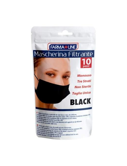 MASCHERINA MONOUSO 10pz ADULTI NERA