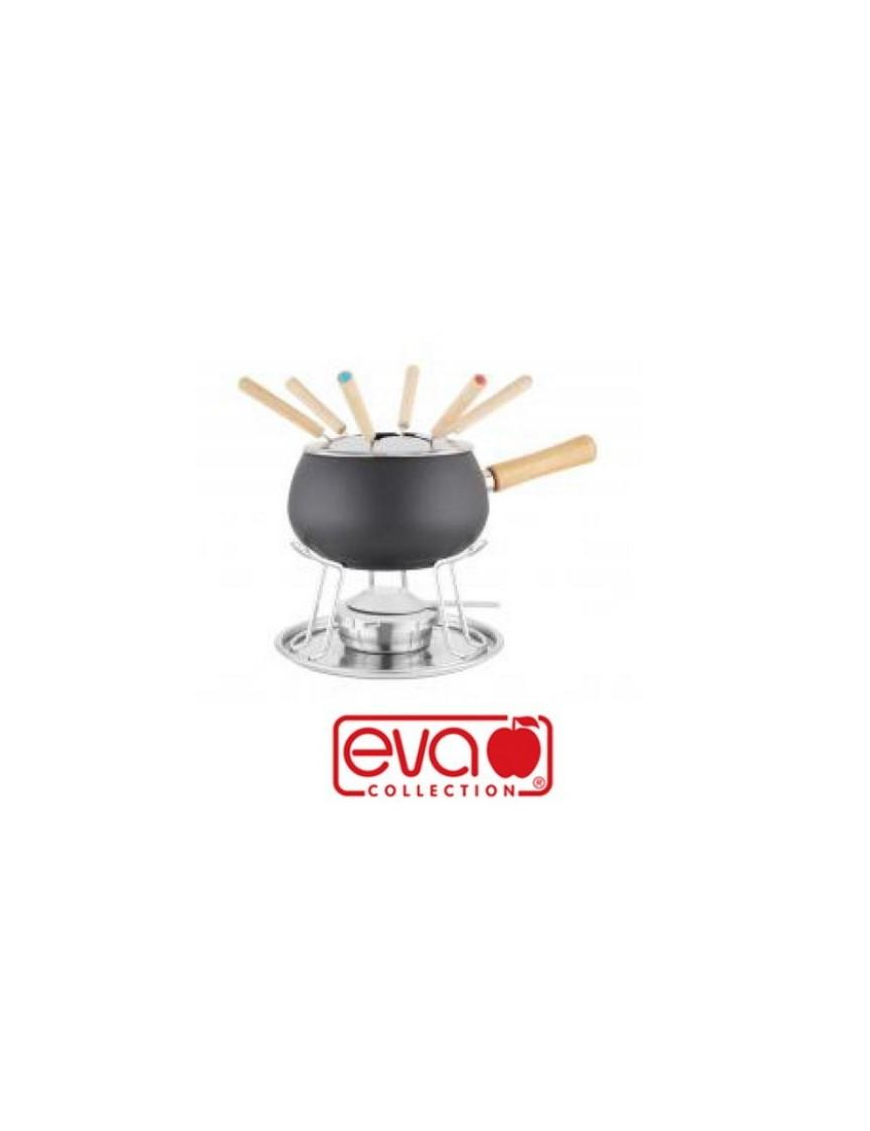 BLACK ENAMEL FONDUE WITH ACCESSORIES