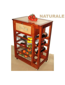 BREAD TROLLEY+BOTTLE RACK 39x59 h85 NATURAL