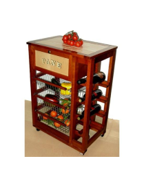 BREAD TROLLEY + BOTTLE RACK 39x59 h85 WALNUT