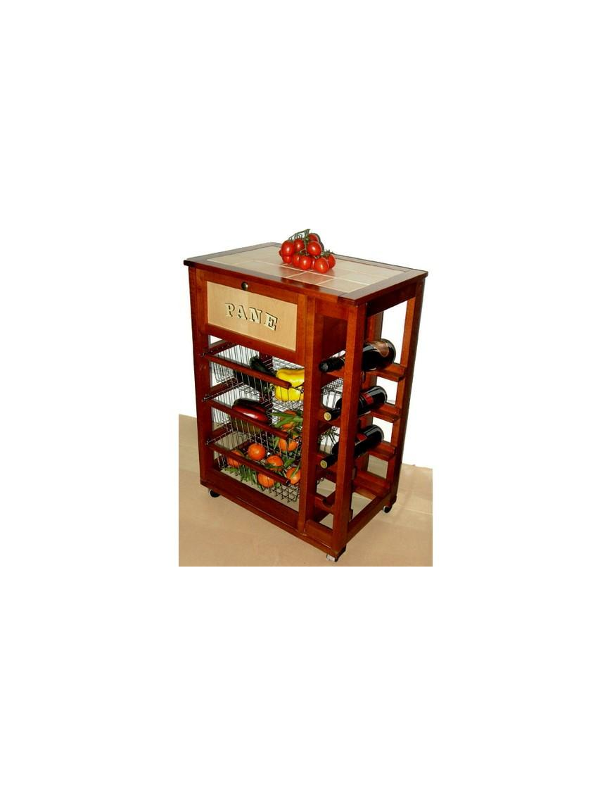 BREAD TROLLEY + BOTTLE RACK 39x59 h85 WALNUT