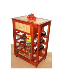 BREAD TROLLEY+BOTTLE RACK 39x59h85 CHERRY