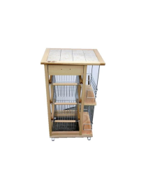 TROLLEY WITH NATURAL BOTTLE HOLDER 48x38x83