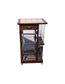 TROLLEY WITH WALNUT BOTTLE HOLDER 48x38x83